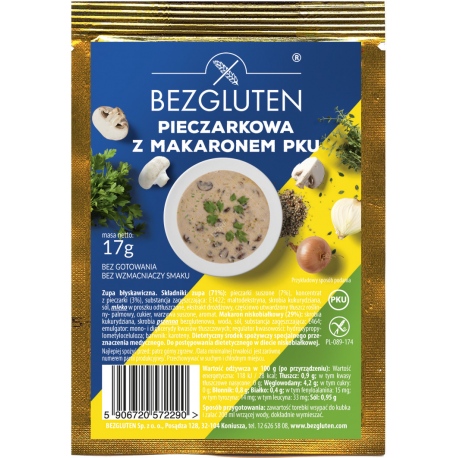 BEZ zupka pieczarkowa z makaronem - niskob.PKU 17g 1+1 GRATIS !!!